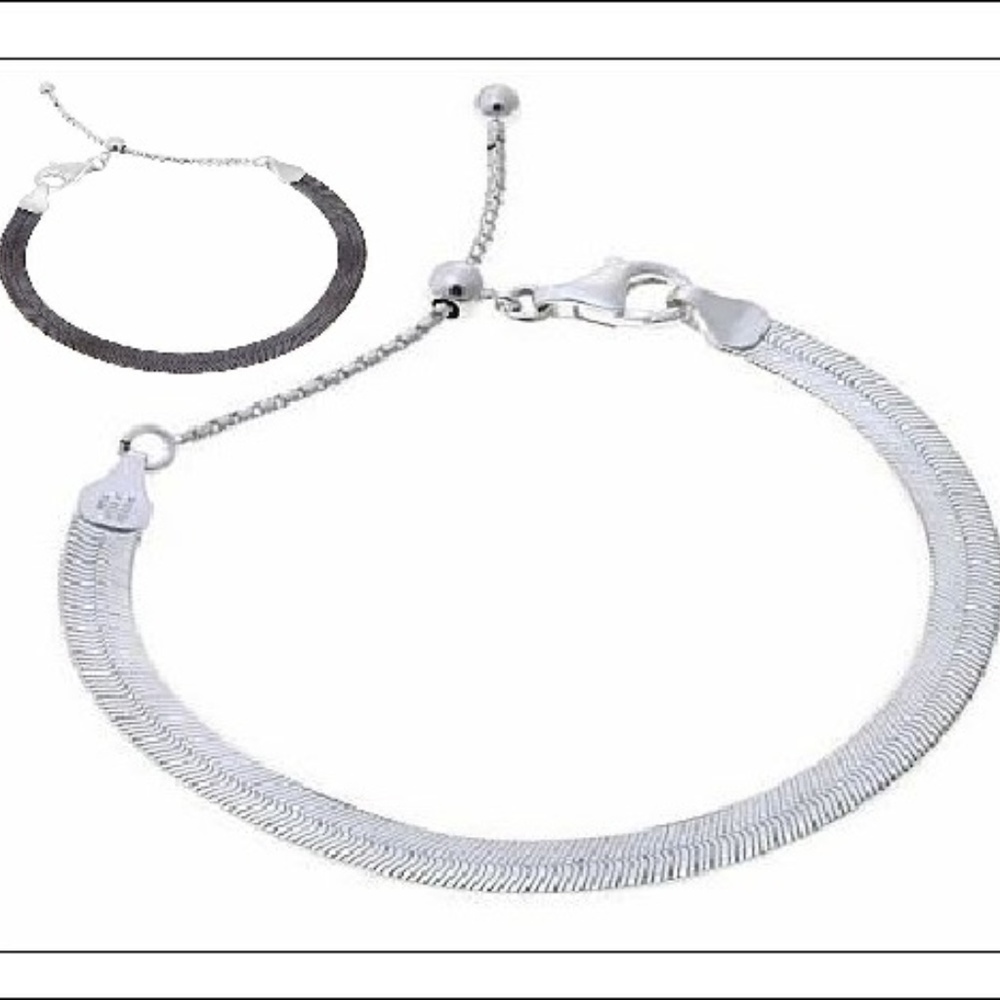 Sterling Silver Adjust bracelet (Reversible) Black